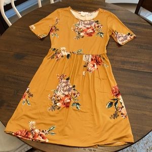 Love Fast Live Hard mustard floral dress